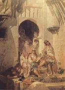 Eugene Giraud Femmes d'Alger,interieur de cour (mk32) oil painting picture wholesale